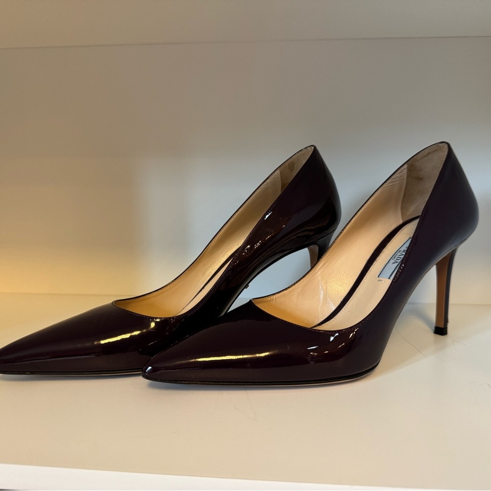 Plum Patent Leather Prada Pumps
